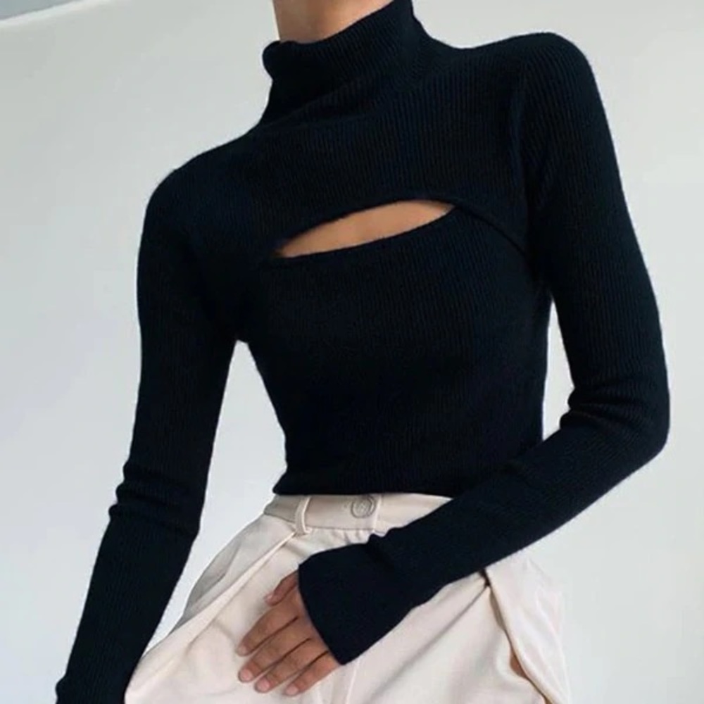 Black Cutout Long Sleeve